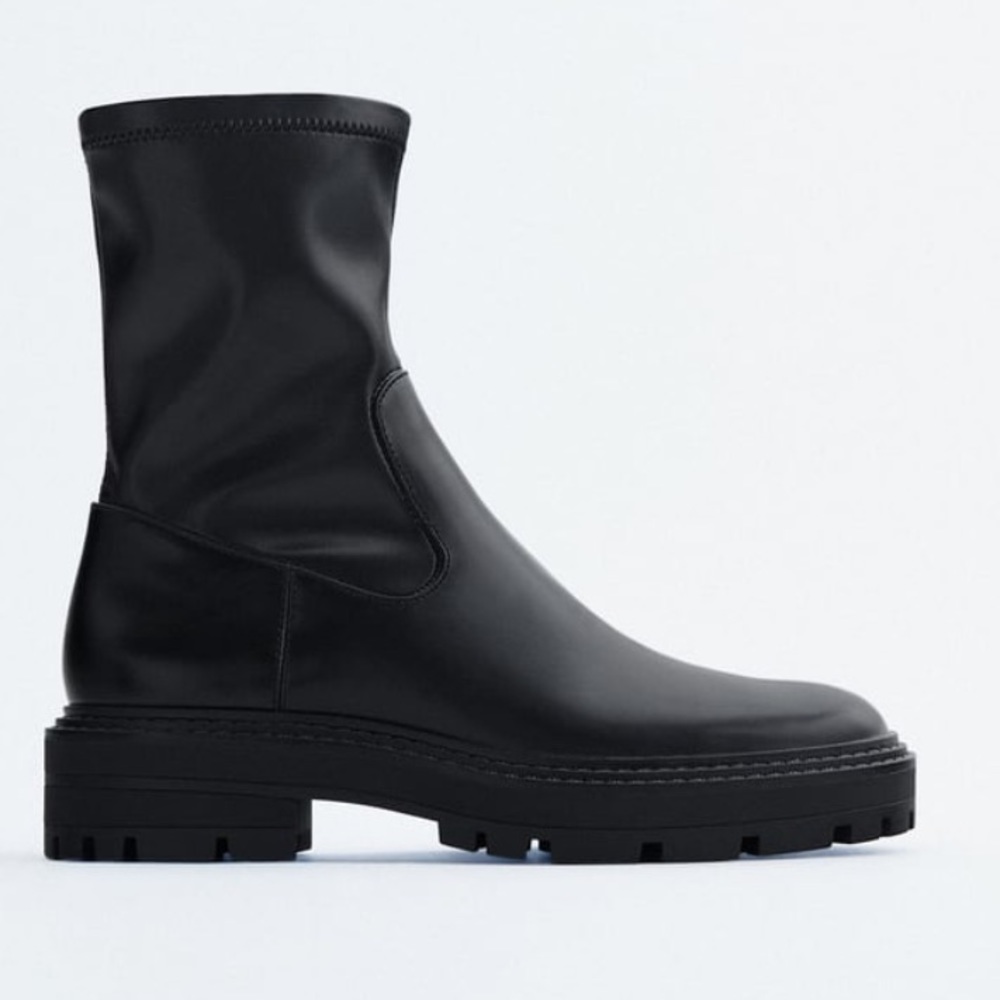 Zara Low Heeled Lug Sole Ankle Boot